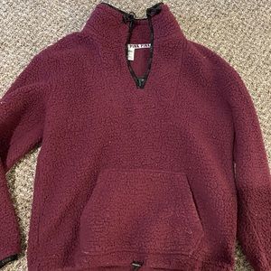 Fuzzy fleece PINK pullover quarter zip